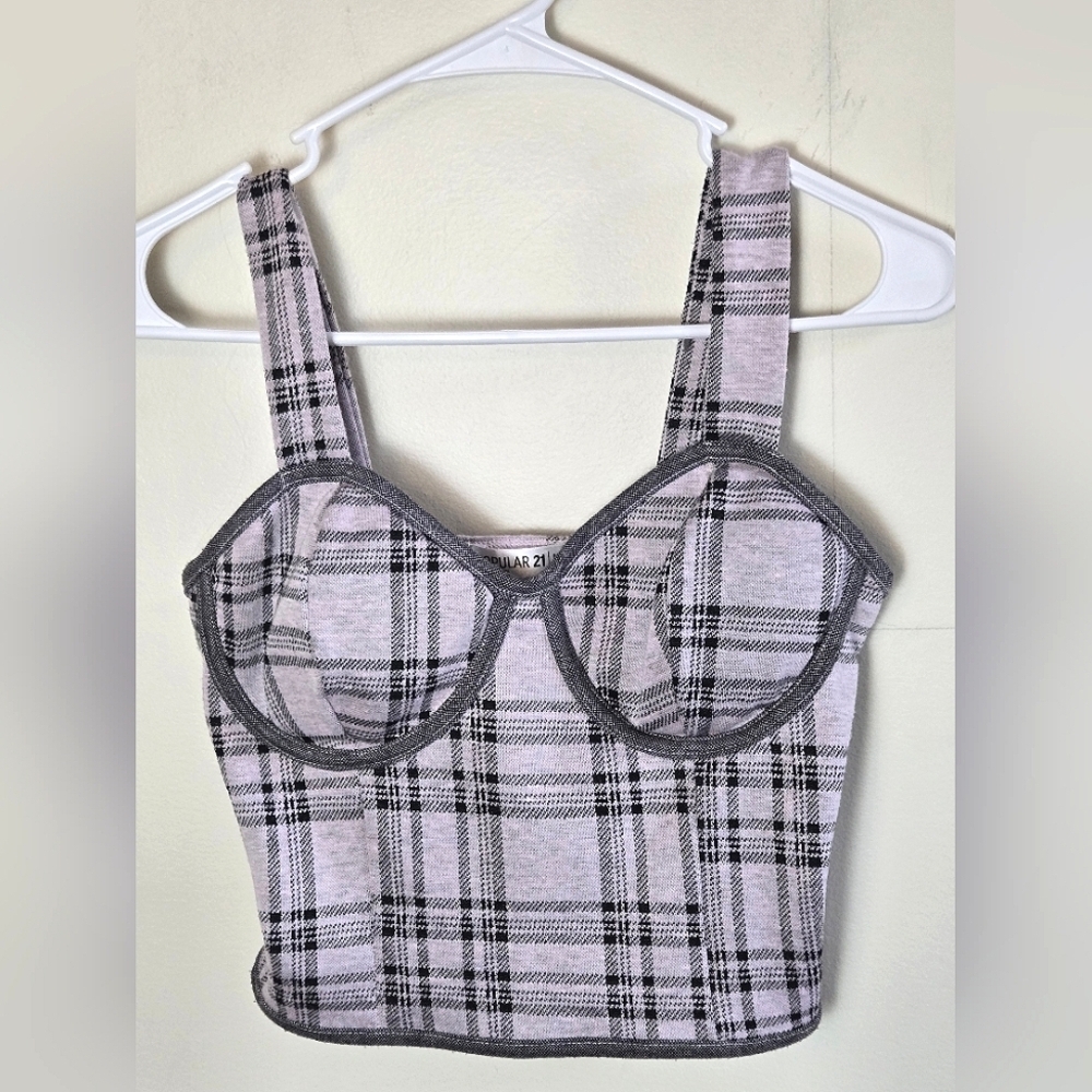 Women's‎ Popular 21 Plaid Corset Boustier Top, Size Medium